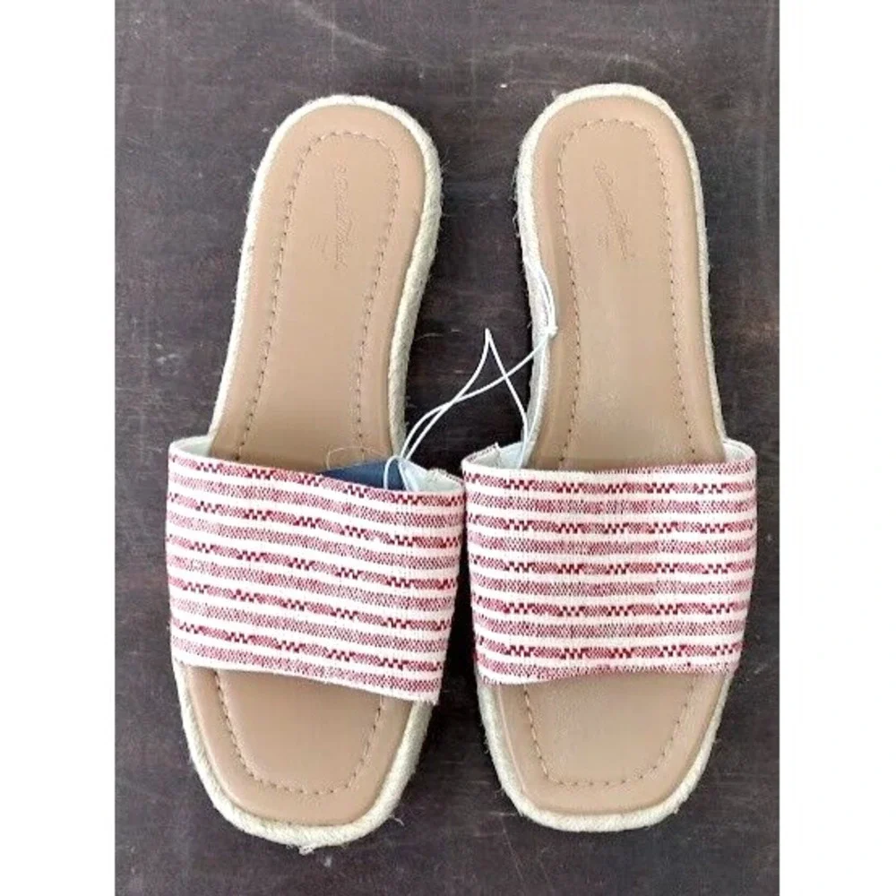 Universal Thread Women's Red White Striped Espadrille Slide Sandals Size‎ 9